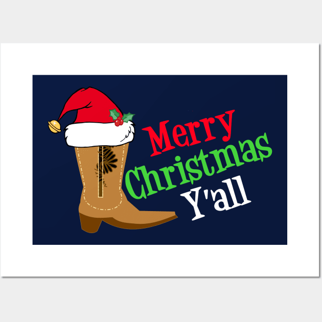 Merry Christmas Yall Cowboy Wall Art by epiclovedesigns